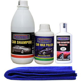 Indo Power Car Shampoo 500Ml+ Car Wax Polish 250Ml+ Scratch Remover 200Gm . Car Microfiber Cloth Blue. Indo Power Car Shampoo 500Ml+ Car Wax Polish 250Ml+ Scratch Remover 200Gm . Car Microfiber Cloth Blue.