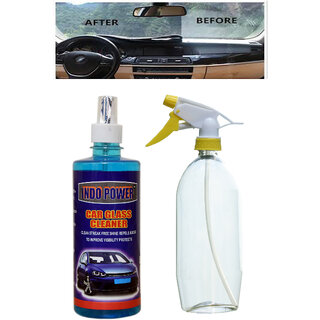                       Indo Power Car Glass Cleaner 500Ml. + Multipurpose Car Wash Bottle Yellow Nozzle Spray  .                                              