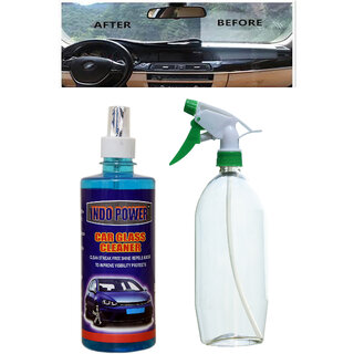                       Indo Power Car Glass Cleaner 500Ml. + Multipurpose Car Wash Bottle Green Nozzle Spray  .                                              