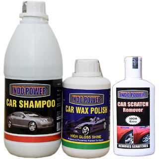 Indo Power Car Shampoo 500Ml+ Car Wax Polish 250Ml+ Scratch Remover 200Gm. Indo Power Car Shampoo 500Ml+ Car Wax Polish 250Ml+ Scratch Remover 200Gm.