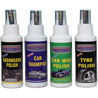 Indo Power Dashboad Polish 100Ml.+Tyre Polish 100Ml.+Car Shampoo 100Ml.+ Cae Wax Polish 100Ml. Indo Power Dashboad Polish 100Ml.+Tyre Polish 100Ml.+Car Shampoo 100Ml.+ Cae Wax Polish 100Ml.