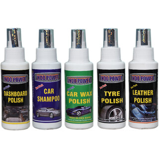 Indo Power Dashboad Polish 100Ml.+Tyre Polish 100Ml.+Leather Polish 100Ml.+Car Shampoo 100Ml.+ Cae Wax Polish 100Ml. Indo Power Dashboad Polish 100Ml.+Tyre Polish 100Ml.+Leather Polish 100Ml.+Car Shampoo 100Ml.+ Cae Wax Polish 100Ml.