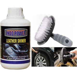                       Indo Power Leather Shiner 250Ml.+All Tyre Cleaning Brush_X000D_                                              