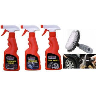                       Indo Power Leather Shiner Spray 250Ml.+Dashboard Shiner Spray 250Ml.+Tyre  Shiner Spray 250Ml.+All Tyre Cleaning Brush                                              