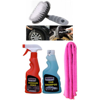Indo Power Dashboard Shiner Spray 250Ml.+ Car Shampoo 250Ml.+ 1Pc Car Microfiber Cloth +All Tyre Cleaning Brush Indo Power Dashboard Shiner Spray 250Ml.+ Car Shampoo 250Ml.+ 1Pc Car Microfiber Cloth +All Tyre Cleaning Brush