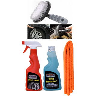 Indo Power Tyre Shiner Spray 250Ml.+ Car Shampoo 250Ml.+ 1Pc Car Microfiber Cloth +All Tyre Cleaning Brush Indo Power Tyre Shiner Spray 250Ml.+ Car Shampoo 250Ml.+ 1Pc Car Microfiber Cloth +All Tyre Cleaning Brush