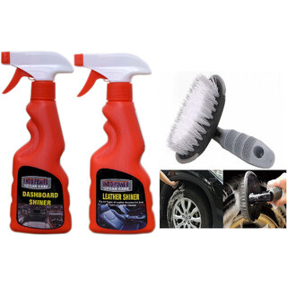 Indo Power Leather Shiner Spray 250Ml.+ Dashboard Shiner Spray 250Ml.+All Tyre Cleaning Brush Indo Power Leather Shiner Spray 250Ml.+ Dashboard Shiner Spray 250Ml.+All Tyre Cleaning Brush