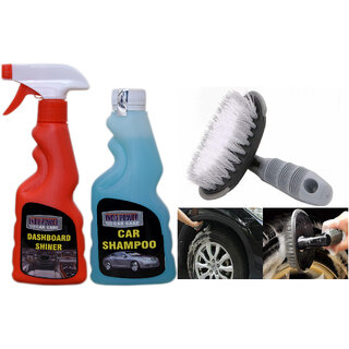                      Indo Power Dashboard  Shiner Spray 250Ml.+ Car Shampoo 250Ml.+All Tyre Cleaning Brush                                              