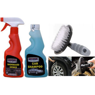 Indo Power Dashboard Shiner Spray 250Ml.+ Car Shampoo 250Ml.+All Tyre Cleaning Brush Indo Power Dashboard Shiner Spray 250Ml.+ Car Shampoo 250Ml.+All Tyre Cleaning Brush