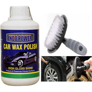                      Indo Power Car Wax Polish 250Gm.+All Tyre Cleaning Brush_X000D_                                              