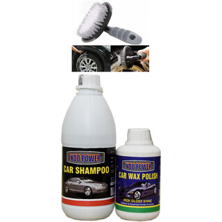                       Indo Power Car Shampoo 500Ml.+ Car Wax Polish 250Ml.+All Tyre Cleaning Brush                                              