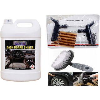 Indo Power Dashboard Shiner 5Ltr+ Tubelass Smart Panchar Kit.+All Tyre Cleaning Brush Indo Power Dashboard Shiner 5Ltr+ Tubelass Smart Panchar Kit.+All Tyre Cleaning Brush