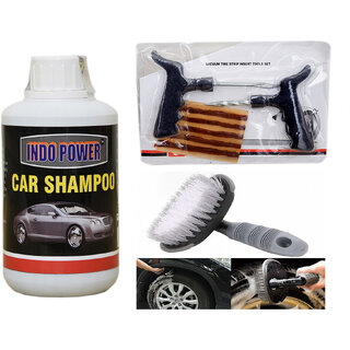 Indo Power Car Shampoo 250Ml+ Tubelass Smart Panchar Kit.+All Tyre Cleaning Brush Indo Power Car Shampoo 250Ml+ Tubelass Smart Panchar Kit.+All Tyre Cleaning Brush