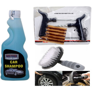 Indo Power Car Shampoo 250Ml+ Tubelass Smart Panchar Kit.+All Tyre Cleaning Brush Indo Power Car Shampoo 250Ml+ Tubelass Smart Panchar Kit.+All Tyre Cleaning Brush