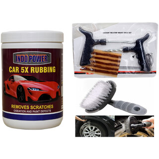                       Indo Power Car 5X Rubbing  1 Kg.+ Tubelass Smart Panchar Kit. +All Tyre Cleaning Brush                                              