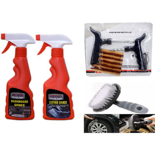 Indo Power Leather Shiner Spray 250Ml+ Dashboard Shiner Spray 250Ml+ Tubelass Smart Panchar Kit.+All Tyre Cleaning Brush Indo Power Leather Shiner Spray 250Ml+ Dashboard Shiner Spray 250Ml+ Tubelass Smart Panchar Kit.+All Tyre Cleaning Brush