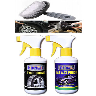                       Indo Power Tyre Shiner Gun 250Ml.+Car Wax Polish  Gun 250Ml.+All Tyre Cleaning Brush                                              