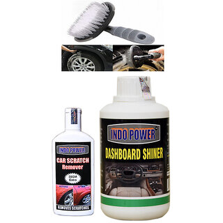 Indo Power Dashboard Shiner 250Ml+ Scratch Remover 100Gm.+All Tyre Cleaning Brush Indo Power Dashboard Shiner 250Ml+ Scratch Remover 100Gm.+All Tyre Cleaning Brush