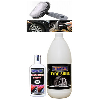 Indo Power Tyre Shiner 1Ltr+ Scratch Remover 100Gm.+All Tyre Cleaning Brush Indo Power Tyre Shiner 1Ltr+ Scratch Remover 100Gm.+All Tyre Cleaning Brush