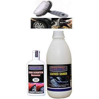 Indo Power Leather Shiner 500Ml+ Scratch Remover 100Gm.+All Tyre Cleaning Brush Indo Power Leather Shiner 500Ml+ Scratch Remover 100Gm.+All Tyre Cleaning Brush