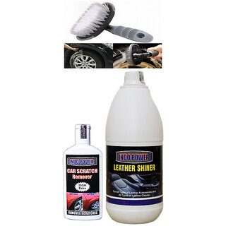 Indo Power Leather Shiner 1Ltr+ Scratch Remover 100Gm.+All Tyre Cleaning Brush Indo Power Leather Shiner 1Ltr+ Scratch Remover 100Gm.+All Tyre Cleaning Brush