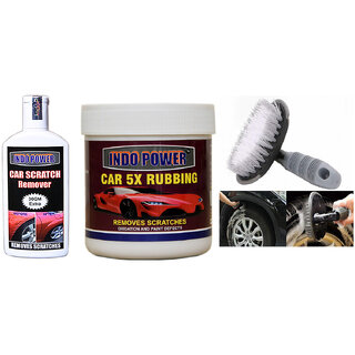 Indo Power Car 5X Rubbing 250Gm+ Scratch Remover 100Gm.+All Tyre Cleaning Brush Indo Power Car 5X Rubbing 250Gm+ Scratch Remover 100Gm.+All Tyre Cleaning Brush