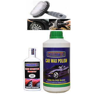                       Indo Power Car Wax Polish  1 Kg.+ Scratch Remover 100Gm.+All Tyre Cleaning Brush                                              