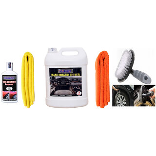                       Indo Power Dashboard Shiner 5Ltr + 2Pc Car Microfiber Cloth + Scratch Remover 100Gm. +All Tyre Cleaning Brush                                              