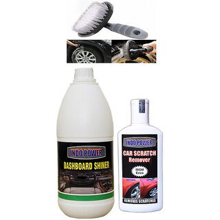                       Indo Power Dashboard Shiner 1Ltr+  Scratch Remover 200Gm.+All Tyre Cleaning Brush                                              