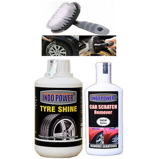 Indo Power Tyre Shiner 250Ml+ Scratch Remover 200Gm.+All Tyre Cleaning Brush Indo Power Tyre Shiner 250Ml+ Scratch Remover 200Gm.+All Tyre Cleaning Brush