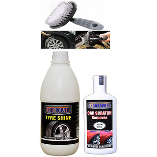                       Indo Power Tyre Shiner 500Ml+  Scratch Remover 200Gm.+All Tyre Cleaning Brush                                              