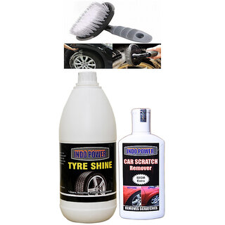 Indo Power Tyre Shiner 1Ltr+ Scratch Remover 200Gm.+All Tyre Cleaning Brush Indo Power Tyre Shiner 1Ltr+ Scratch Remover 200Gm.+All Tyre Cleaning Brush