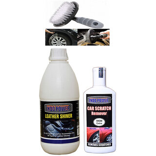                       Indo Power Leather Shiner 500Ml+  Scratch Remover 200Gm.+All Tyre Cleaning Brush                                              