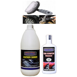 Indo Power Leather Shiner 1Ltr+ Scratch Remover 200Gm.+All Tyre Cleaning Brush Indo Power Leather Shiner 1Ltr+ Scratch Remover 200Gm.+All Tyre Cleaning Brush