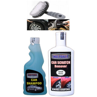                      Indo Power Car Wash Shampoo 250Ml+  Scratch Remover 200Gm. +All Tyre Cleaning Brush                                              
