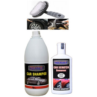 Indo Power Car Shampoo 1Ltr+ Scratch Remover 200Gm.+All Tyre Cleaning Brush Indo Power Car Shampoo 1Ltr+ Scratch Remover 200Gm.+All Tyre Cleaning Brush