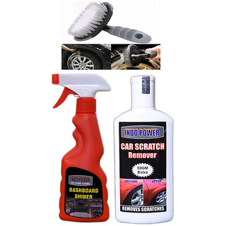                       Indo Power Dashboard Shiner Spray 250Ml+  Scratch Remover 200Gm.+All Tyre Cleaning Brush                                              