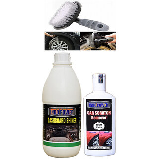 Indo Power Dashboard Shiner 500Ml+ Scratch Remover 200Gm.+All Tyre Cleaning Brush Indo Power Dashboard Shiner 500Ml+ Scratch Remover 200Gm.+All Tyre Cleaning Brush