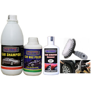Indo Power Car Shampoo 500Ml+ Car Wax Polish 250Ml+ Scratch Remover 200Gm.+All Tyre Cleaning Brush Indo Power Car Shampoo 500Ml+ Car Wax Polish 250Ml+ Scratch Remover 200Gm.+All Tyre Cleaning Brush