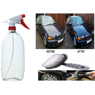                       Indo Power Multipurpose Car Wash Bottle  Red  Nozzle Spray  .+All Tyre Cleaning Brush                                              