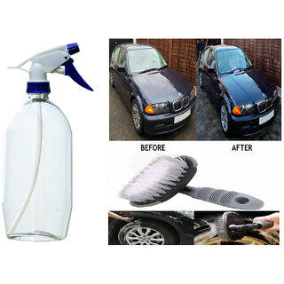                       Indo Power Multipurpose Car Wash Bottle  Blue  Nozzle Spray  .+All Tyre Cleaning Brush                                              