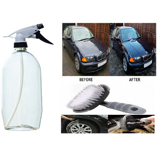                       Indo Power Multipurpose Car Wash Bottle Black  Nozzle Spray  .+All Tyre Cleaning Brush                                              