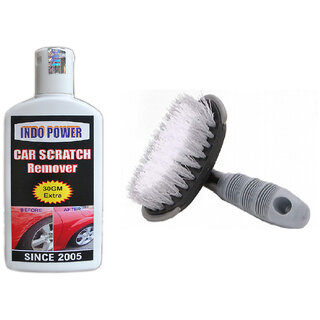                       Indo Power Car Scratch Remover 100Gm(Not For Dent & Deep Scratches)+All Tyre Cleaning Brush                                              