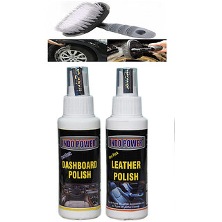 Indo Power Dashboad Polish 100Ml.+Leather Polish 100Ml.+All Tyre Cleaning Brush Indo Power Dashboad Polish 100Ml.+Leather Polish 100Ml.+All Tyre Cleaning Brush