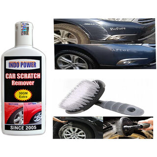                       Indo Power Car Scratch Remover 100Gm(Not For Dent & Deep Scratches)+All Tyre Cleaning Brush                                              