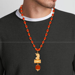                       Chatrapati shivaji Maharaj Rudraksha mala pendant chain for men [VFJ1347PG-RUDRA ]                                              