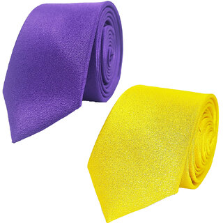                       Exotique Purple & Yellow Satin Neck tie Combo For Men (ET0009MU)                                              