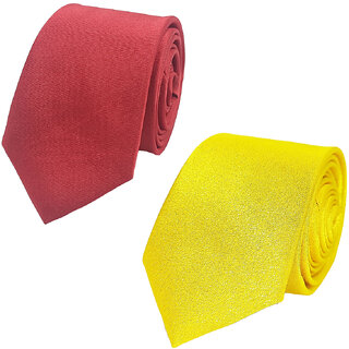                       Exotique Red & Yellow Satin Neck tie Combo For Men (ET0010MU)                                              