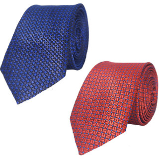                      Exotique Blue & Red Microfiber Neck tie Combo For Men (ET0014MU)                                              