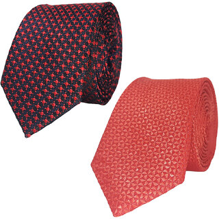                       Exotique Maroon Multi & Red Microfiber Neck tie Combo For Men (ET0020MU)                                              